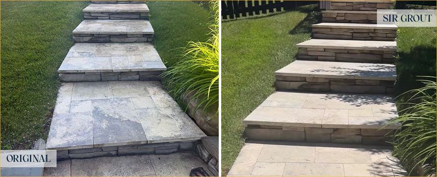 Shower Before and After a Flawless Stone Cleaning in Ashburn, VA