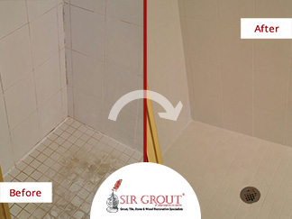 This Vintage Shower in Washington DC was restored to its Former Beauty with a Tile and Grout Cleaning Service