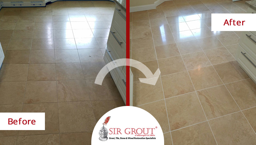 Image of a Floor Before and After a Stone Polishing in Gaithersburg, MD