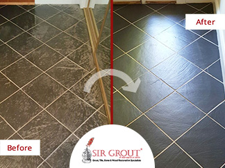 This Homeowners Slate Floor Was Revived After a Stone Sealing Service in Fairfax Virginia