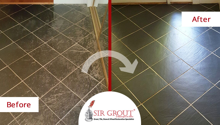 Picture of a Floor Before and After an Amazing Stone Sealing in Fairfax, VA