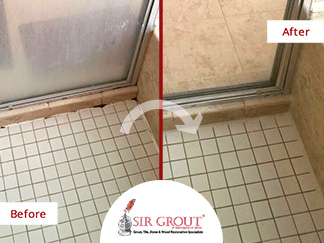 Before & After Picture of a Grout Cleaning Service in Great Falls, Virginia