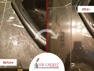 Before and After Picture of a Stone Polishing Service in Vienna, Maryland