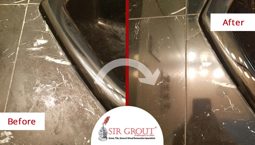 Before and After Picture of a Stone Polishing Service in Vienna, MD