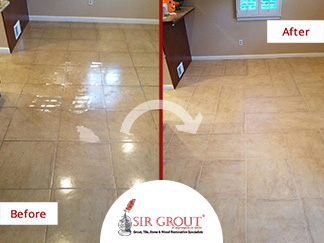 Before and After Picture of a Tile Sealing in Arlington, VA