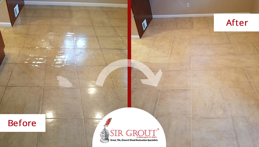 Before and After Picture of a Tile Sealing Job in Arlington, Virginia