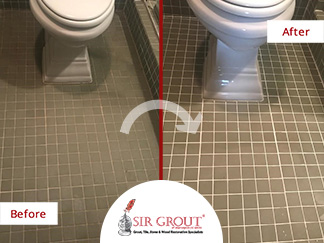 Before and After Picture of a Grout Sealing in Tenleyton