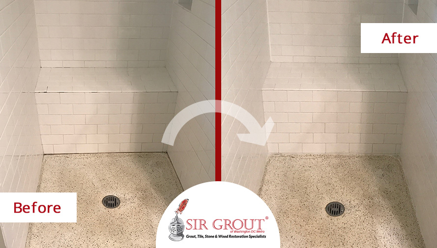 Before and After Picture of a Grout Cleaning Service in Vienna, Washington DC
