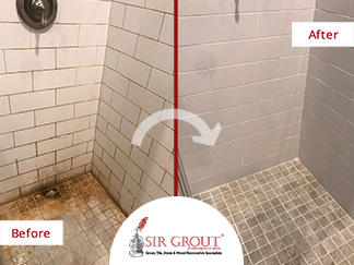 Before and After Picture of Tile and Grout Cleaners in Rockville, MD