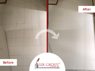 Before and After Picture of a Dirty Grout in Fairfax, VA