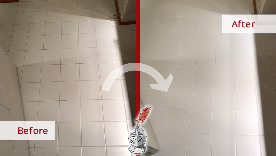 Before and After Picture of a Dirty Grout in Fairfax, VA