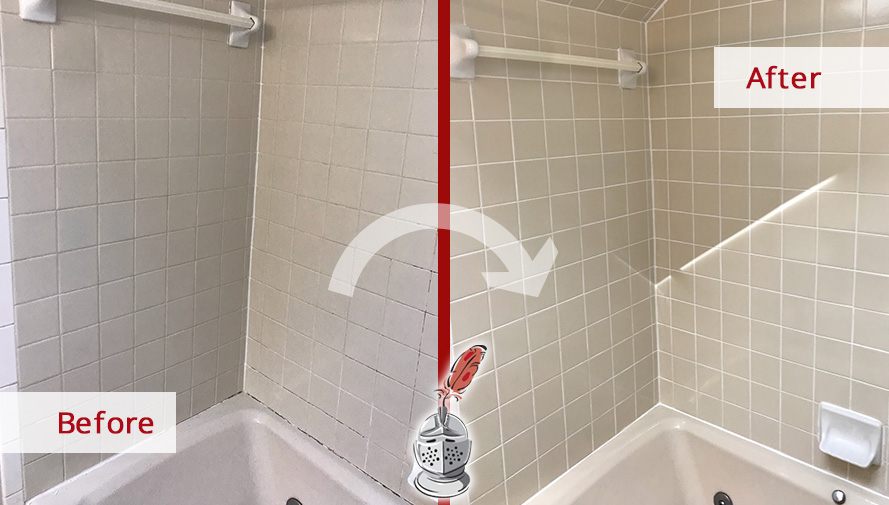 Before and After Picture of a Bathroom Caulking Service in Fairfax, VA