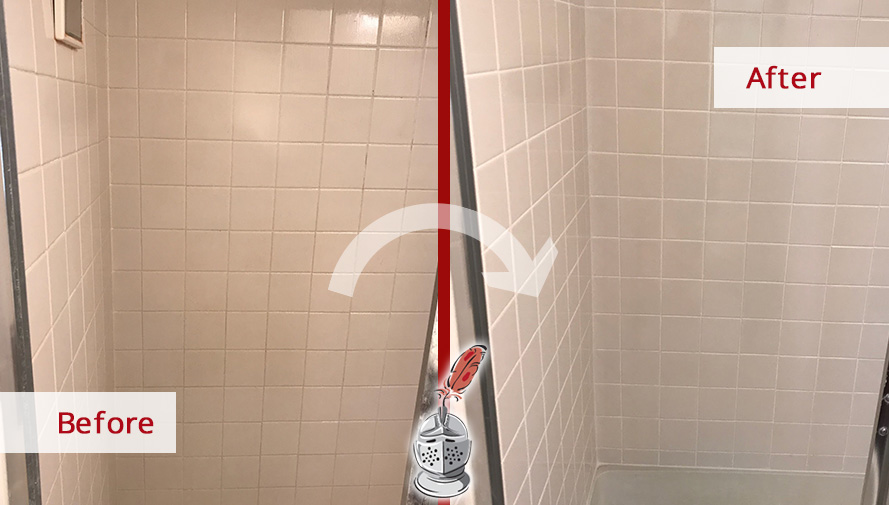 Before and After Picture of a Shower Grout Sealing Service in Arlington MD