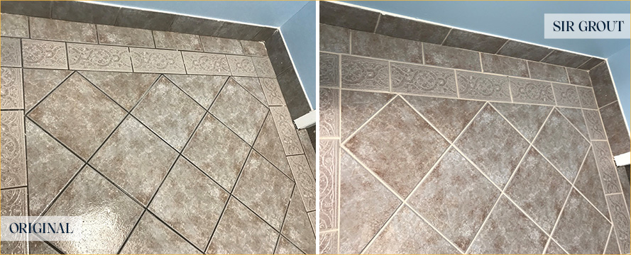Floor Before and After a Superb Grout Sealing in Rockville, MD