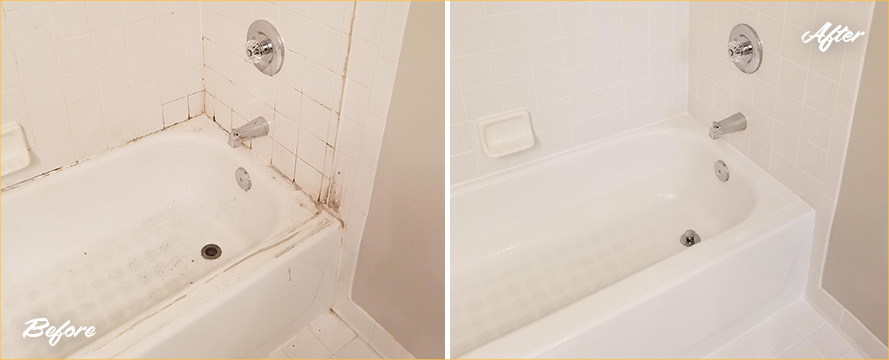 Before and After Picture of a Tile Grout Cleaning Service in Potomac