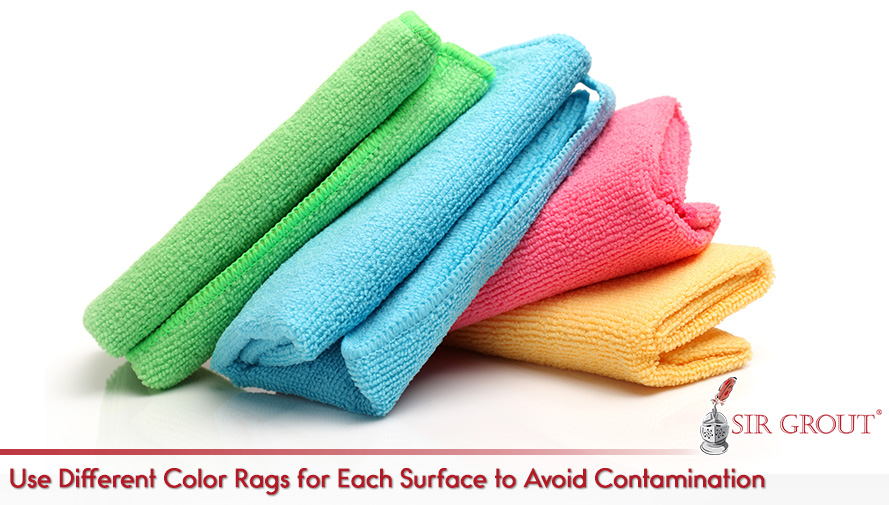 Set of Colored Rags Used on Certain Surfaces and With Specific Cleaners To Avoid Cross-Contamination