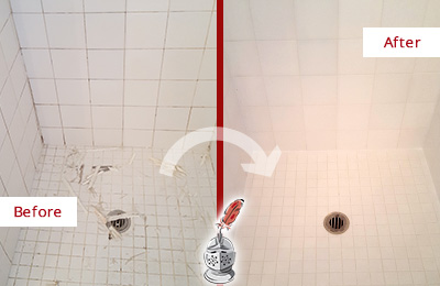 Sir Grout Caulks this Ashton Bathroom Re-Caulked To Repair Damaged Caulking Before and After Picture of a Ashton Bathroom Re-Caulked To Repair Damaged Caulking