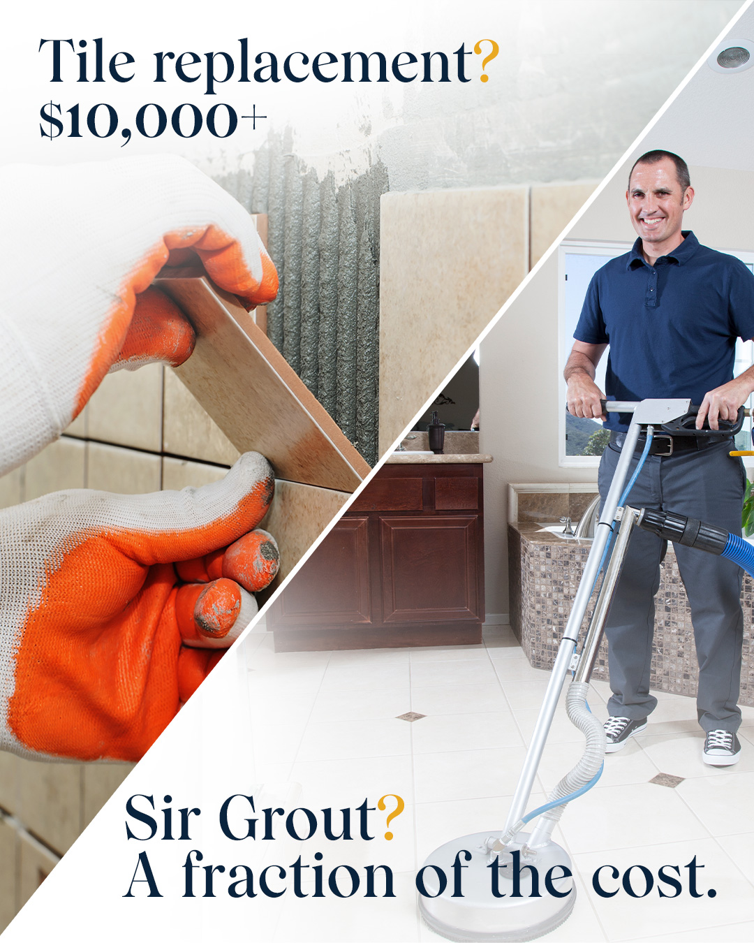 Tile Replacement? $10,000+ Sir Grout? A fraction of the cost.